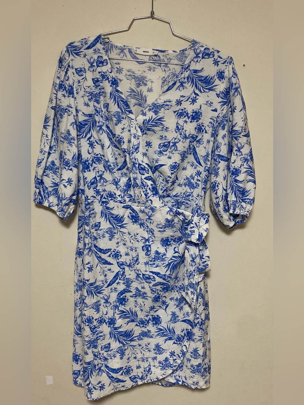 Mango Blue and White Floral Print dresse